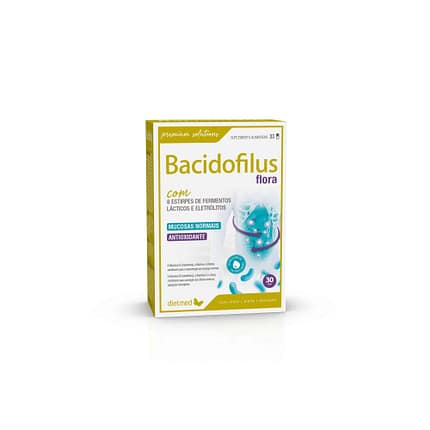 Bacidofilus Flora, suplemento alimentar sem açúcares, sem soja