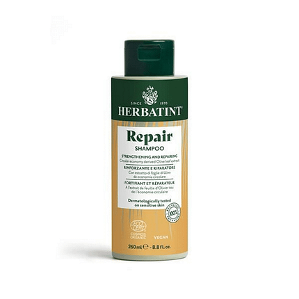 Champô Reparador Repair, com ingredientes biológicos, vegan