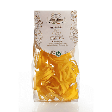 Massa Tagliatelle Milho e Arroz, ingredientes biológicos, sem glúten, vegan