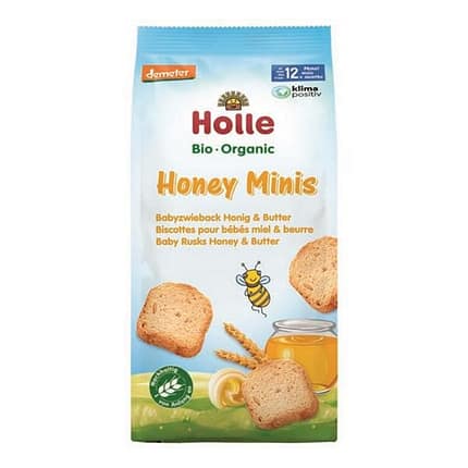 Mini Tostas com Mel e Manteiga, com ingredientes biológicos