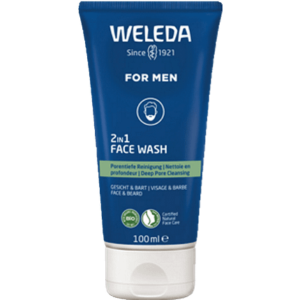 Gel de Limpeza 2 em 1 para Homem - Rosto e Barba, com ingredientes biológicos