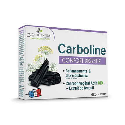 Carboline Les 3 Chênes Suplemento Alimentar Flatulência Sistema Disgestivo