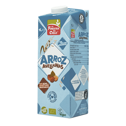 Bebida de Arroz com Avelãs, bebida vegetal biológica e sem glúten