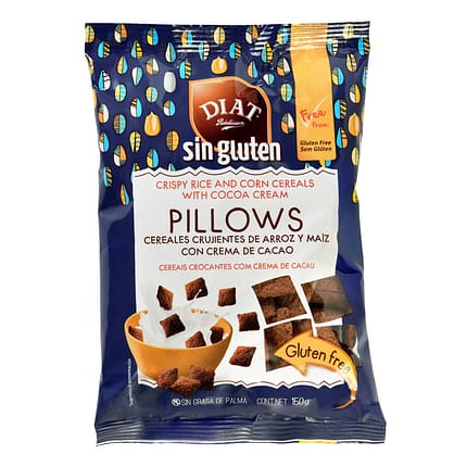 Cereais crocantes de arroz e milho com recheio de creme de cacau