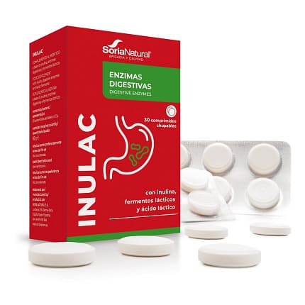 Inulac Comprimidos Mastigáveis Soria Natural Suplemento Sistema Disgestivo Alimentar