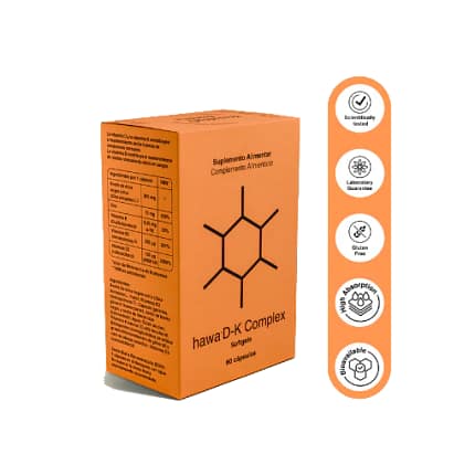 Hawa D-K Complex Hawa Pharma Suplemento Alimentar Vitaminas Saúde Óssea Sistema Imunitário Stress Oxidativo