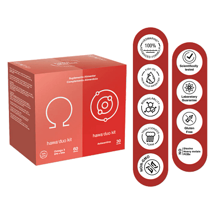 Hawa Duo Kit Ómega 3 (EPA e DHA) + Astaxantina Hawa Pharma Suplemento Alimentar