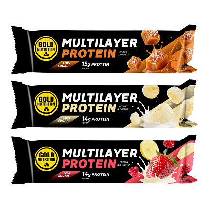 Multilayer Protein Bar Gold Nutrition Alimentação Barra Energia Proteína