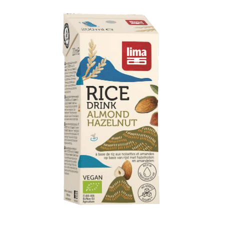 Bebida de Arroz Frutos Secos BIO LIMA 200ml Bebida de Arroz com Frutos Secos, biológica, sem açúcar, sem glúten, vegan