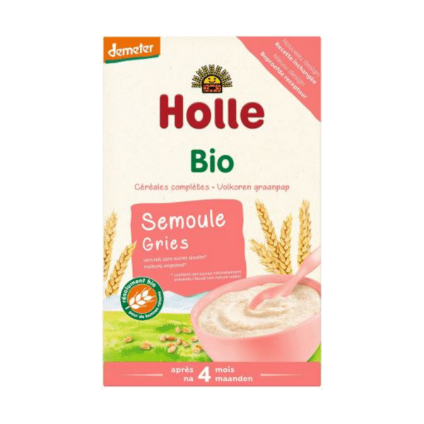 Papa Semolina Trigo 4M 250gr Holle Papa Semolina de Trigo Integral, biológica, sem glúten, sem lactose