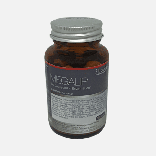 Magalip 30 Caps Eubage Megalip, suplemento alimentar sem açúcar, sem glúten, sem lactose, adequado a vegans