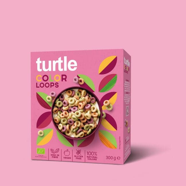 color loops miniatura turtle Color Loops, biológicos, sem glúten, vegan