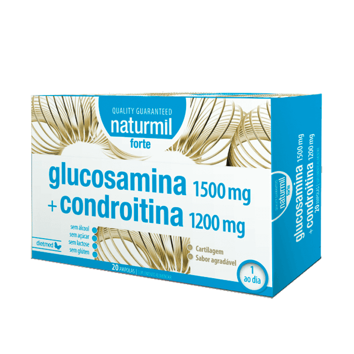 Glucosamina + Condroitina Ampolas Suplemento Alimentar Naturmil Articulações Glucosamina + Condroitina Ampolas Suplemento Alimentar Naturmil Articulações