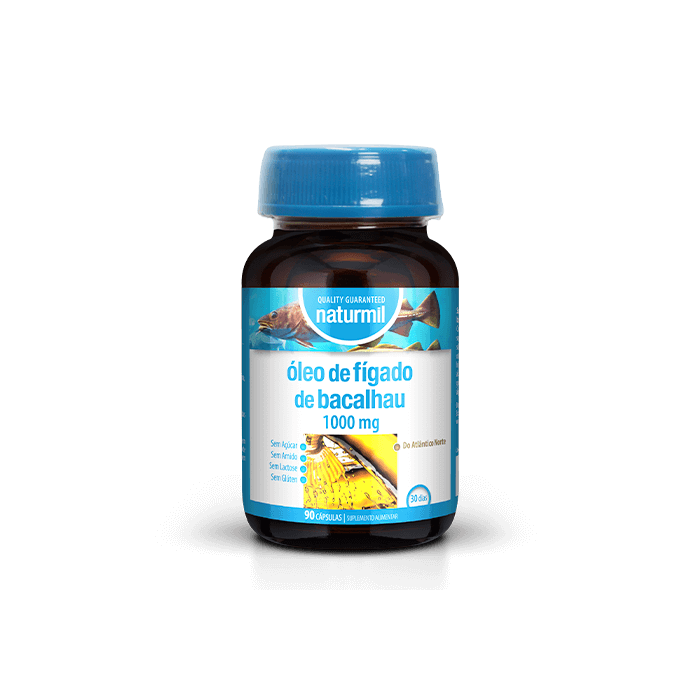 Óleo de Fígado de Bacalhau 1000 mg Suplemento Alimentar Naturmil Ácidos Gordos Óleo de Fígado de Bacalhau 1000 mg Suplemento Alimentar Naturmil Ácidos Gordos