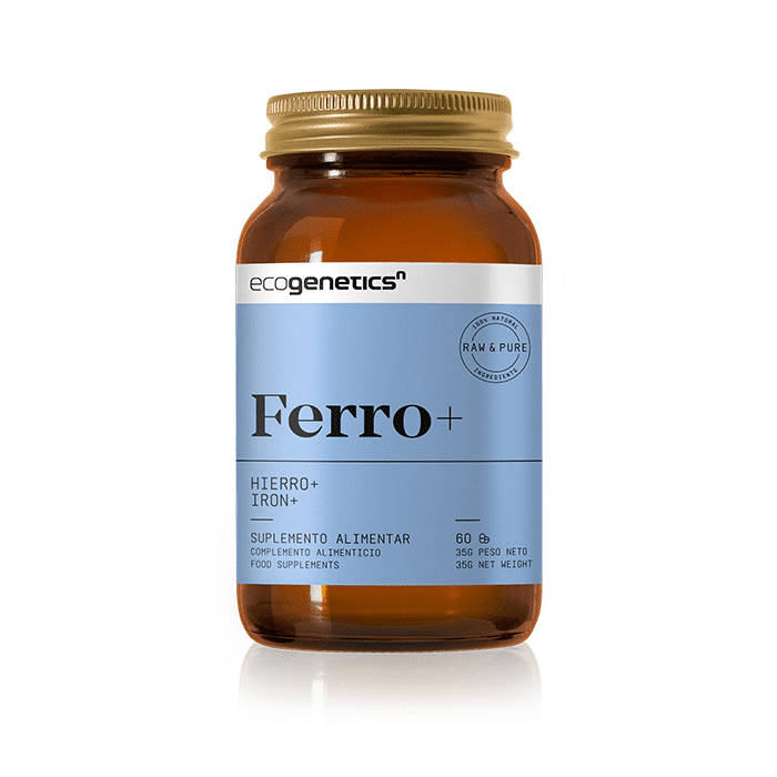 Ferro+ 60comp ecogenetics Ferro+, suplemento alimentar sem glúten, vegan e vegetariano