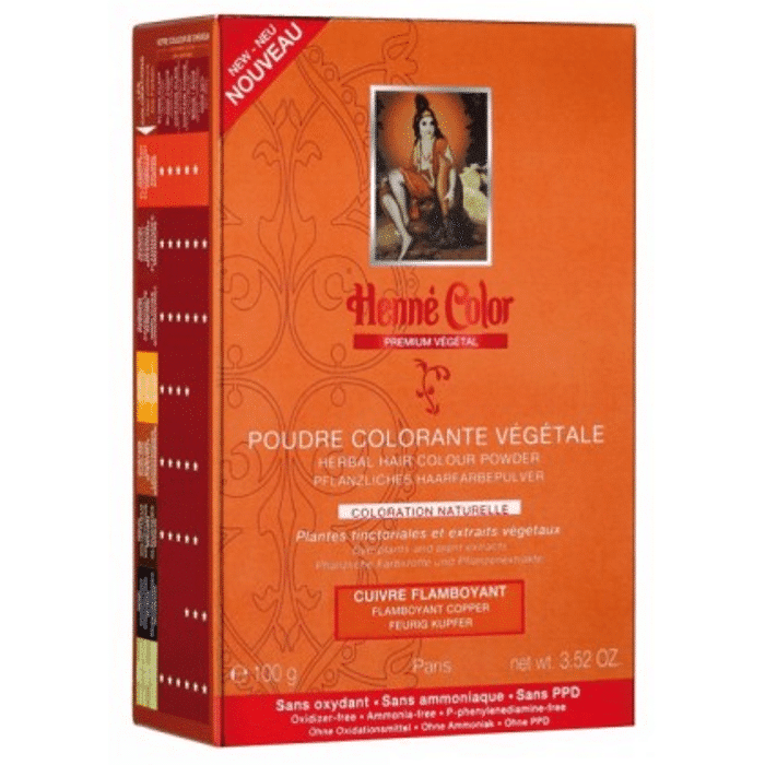 Henne Premium Cuivre Flamboyant pó 100gr Henné Color Paris Henné Premium Cuivre Flamboyant, coloração em pó para cabelo cobre flamejante