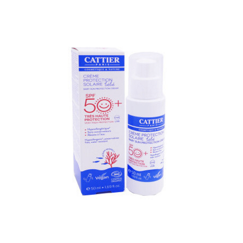 Creme Protector Solar Bebe 50+FPS Cattier Creme Protetor Solar FPS 50+, com ingredientes biológicos