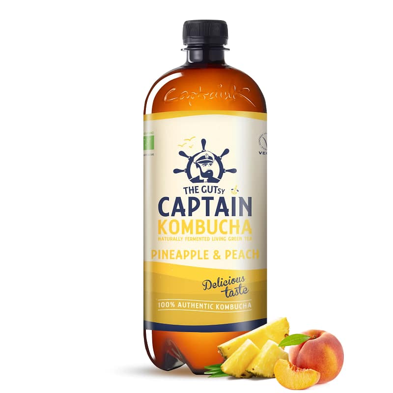 Captain Kombucha Ananás e Pêssego Alimentação Captain Kombucha