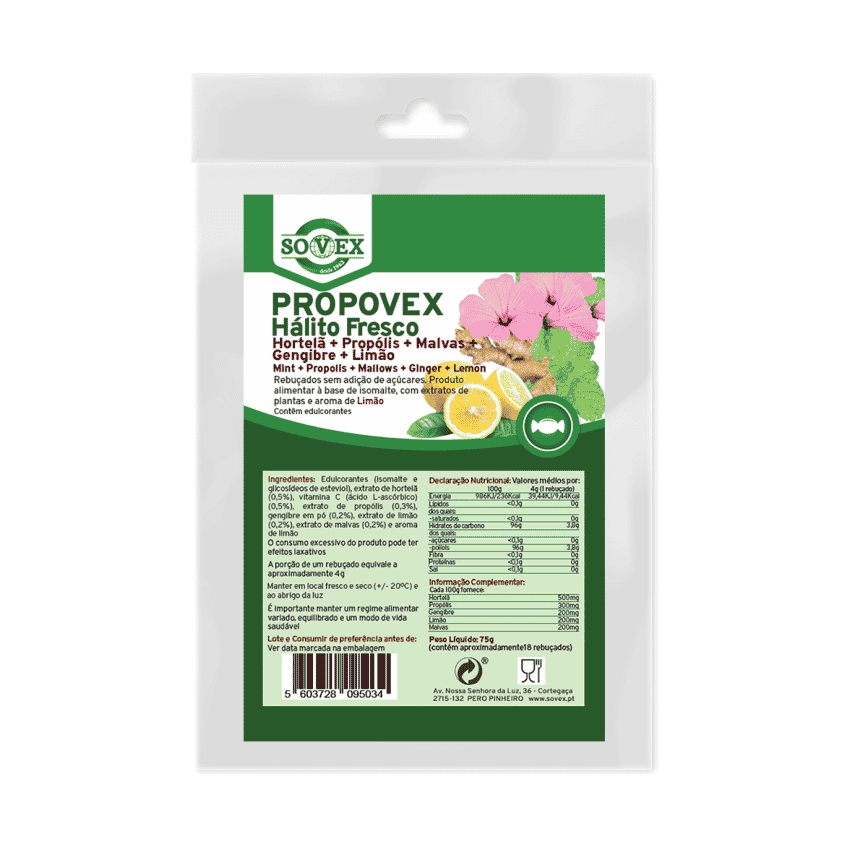 Propovex Rebuçados Hálito Fresco Alimentação Sovex Propovex Rebuçados Hálito Fresco Alimentação Sovex