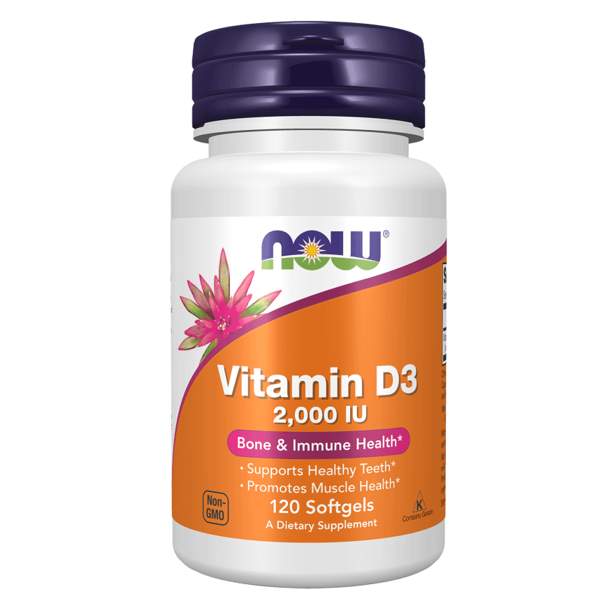 Vitamina D3 2000UI 120 capsulas moles Now Vitamin D-3 2,000IU - Image 1